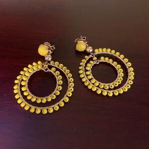 Vintage Yellow Bead Earrings